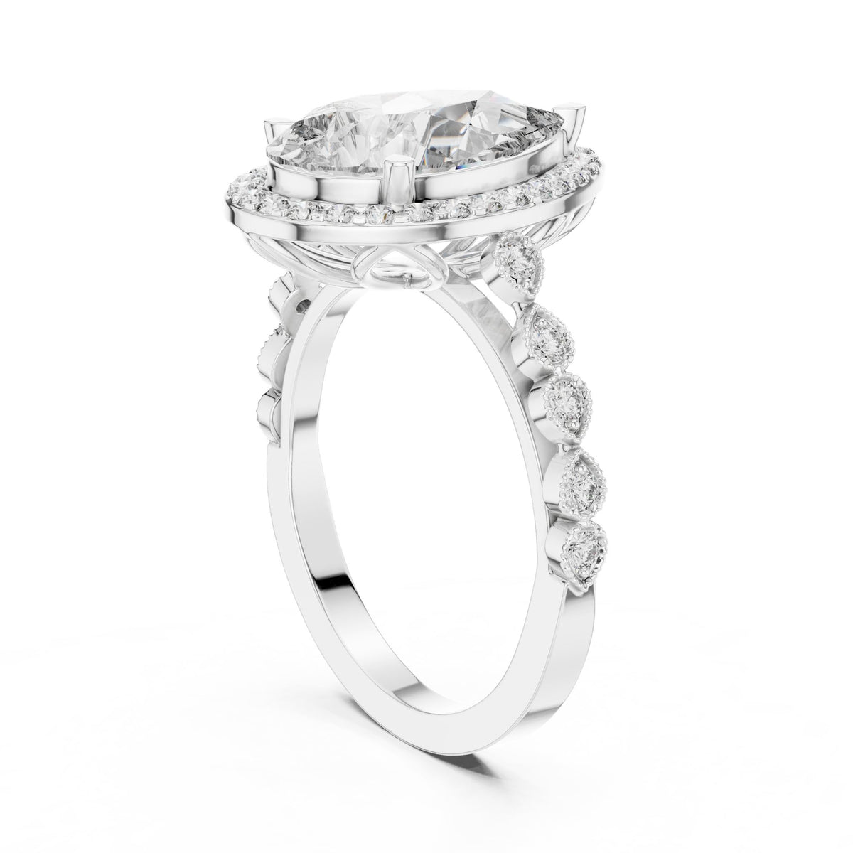 Pear Halo Lab Grown Diamond Engagement Ring