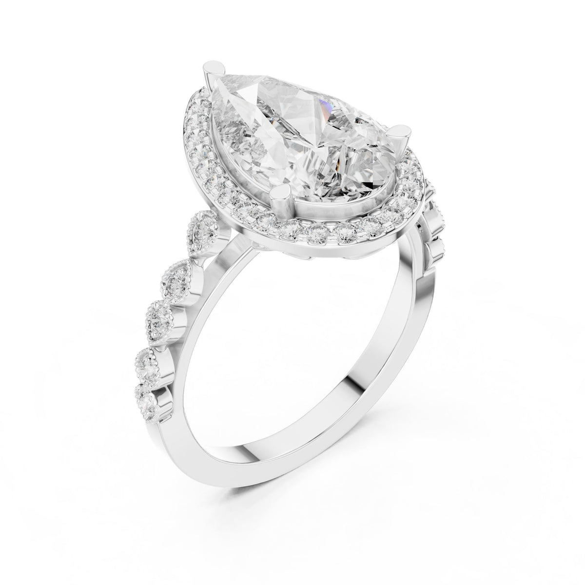 Pear Halo Lab Grown Diamond Engagement Ring