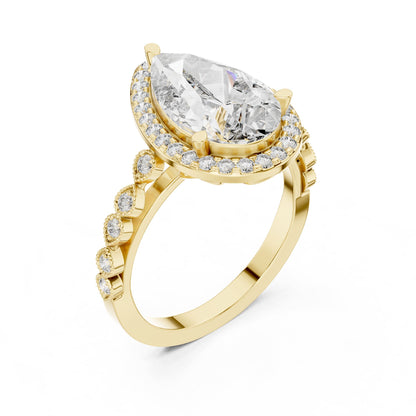 Pear Halo Lab Grown Diamond Engagement Ring