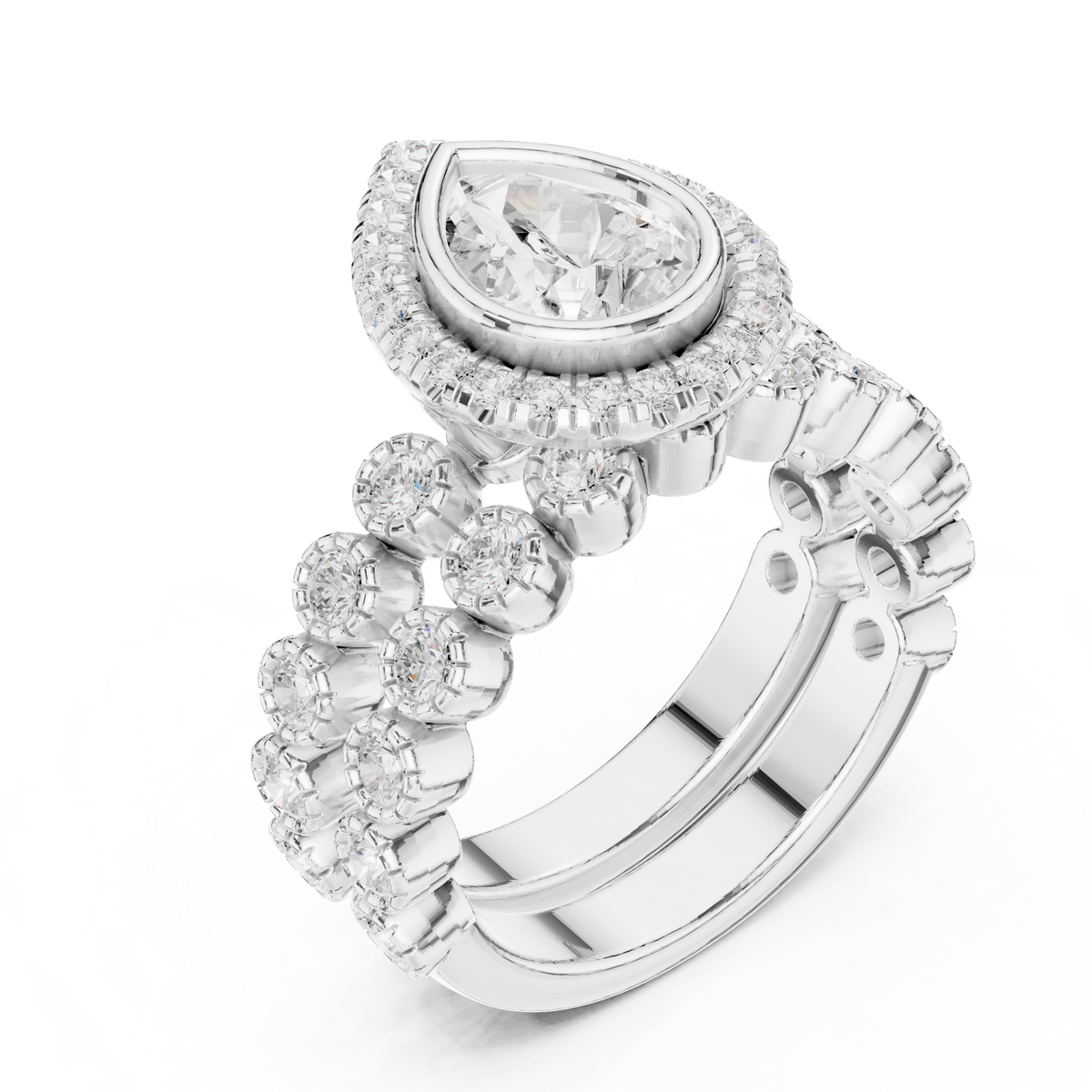 Pear Halo Lab Grown Diamond Engagement Ring