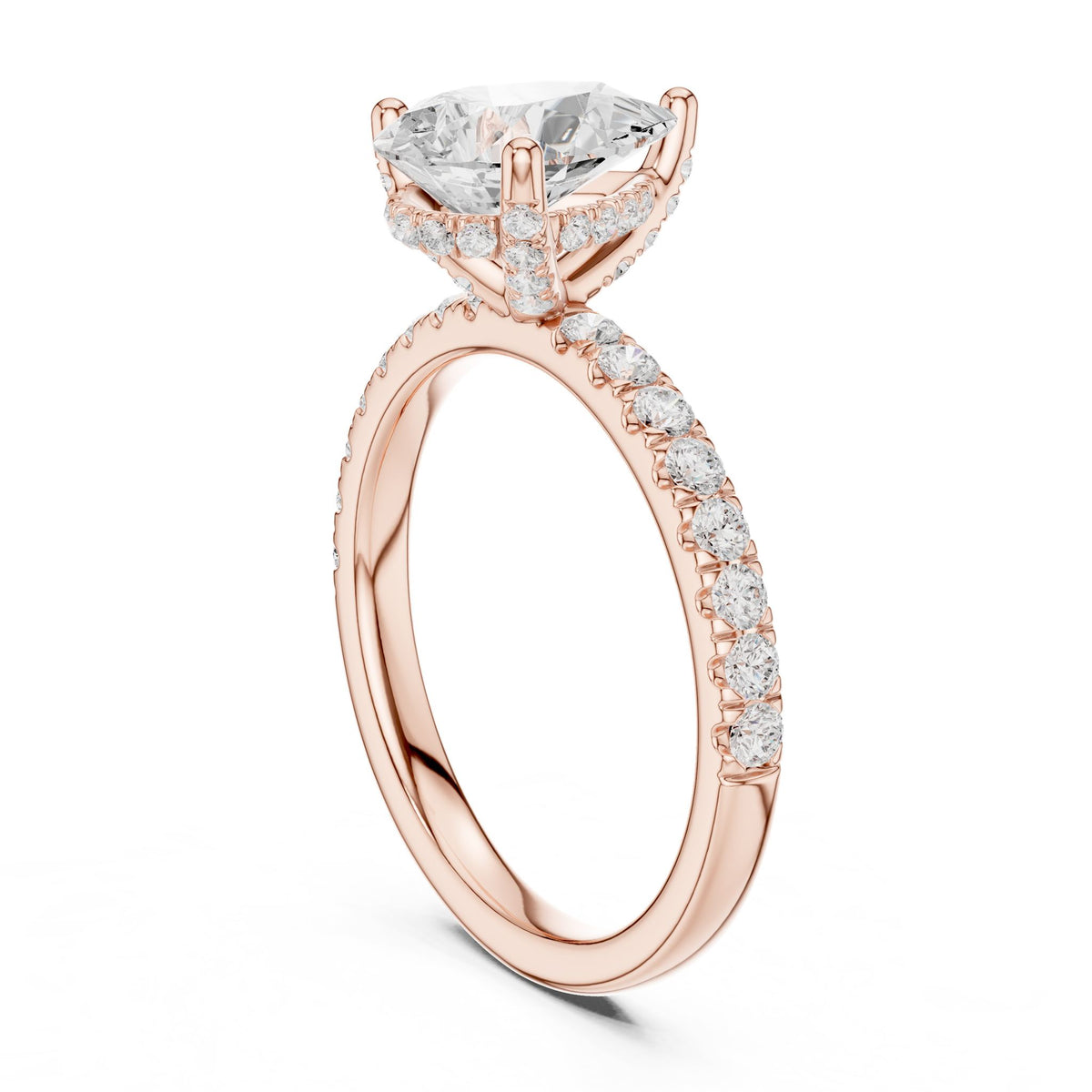 Pear Hidden Halo Lab Grown Diamond Engagement Ring