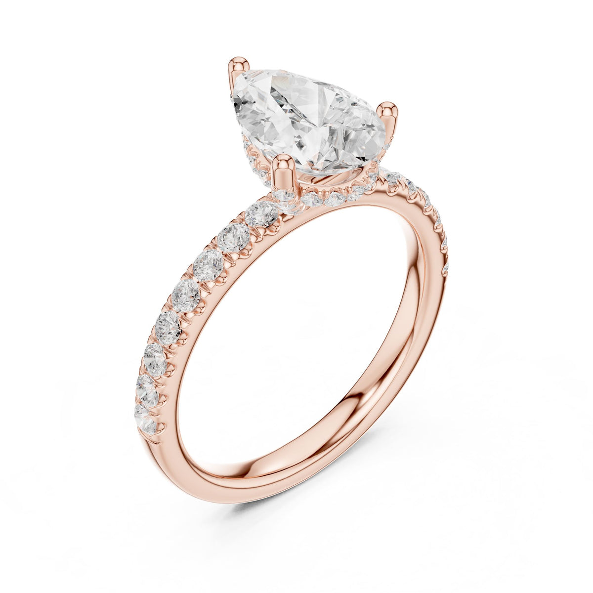 Pear Hidden Halo Lab Grown Diamond Engagement Ring