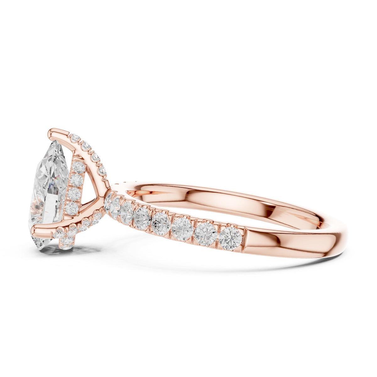 Pear Hidden Halo Lab Grown Diamond Engagement Ring