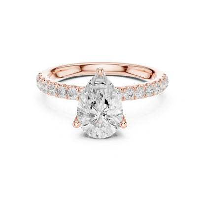 Pear Hidden Halo Lab Grown Diamond Engagement Ring