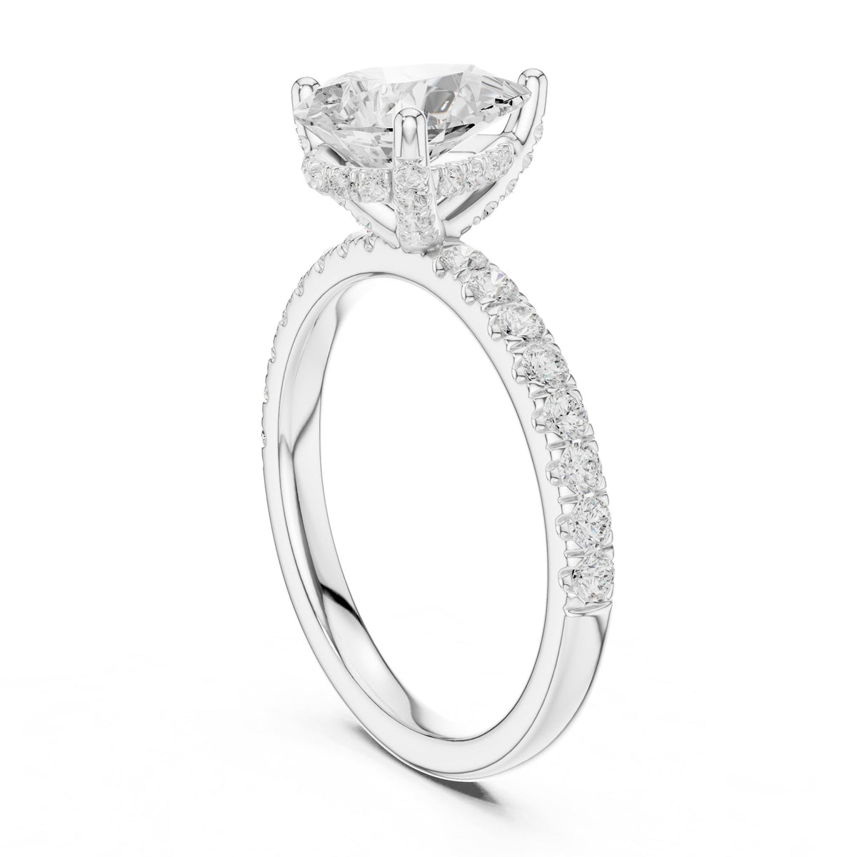 Pear Hidden Halo Lab Grown Diamond Engagement Ring