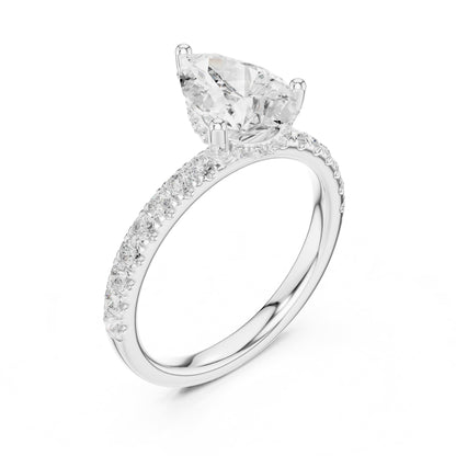 Pear Hidden Halo Lab Grown Diamond Engagement Ring