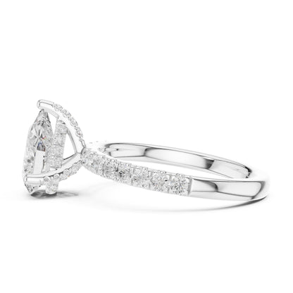 Pear Hidden Halo Lab Grown Diamond Engagement Ring
