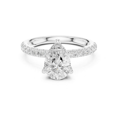 Pear Hidden Halo Lab Grown Diamond Engagement Ring