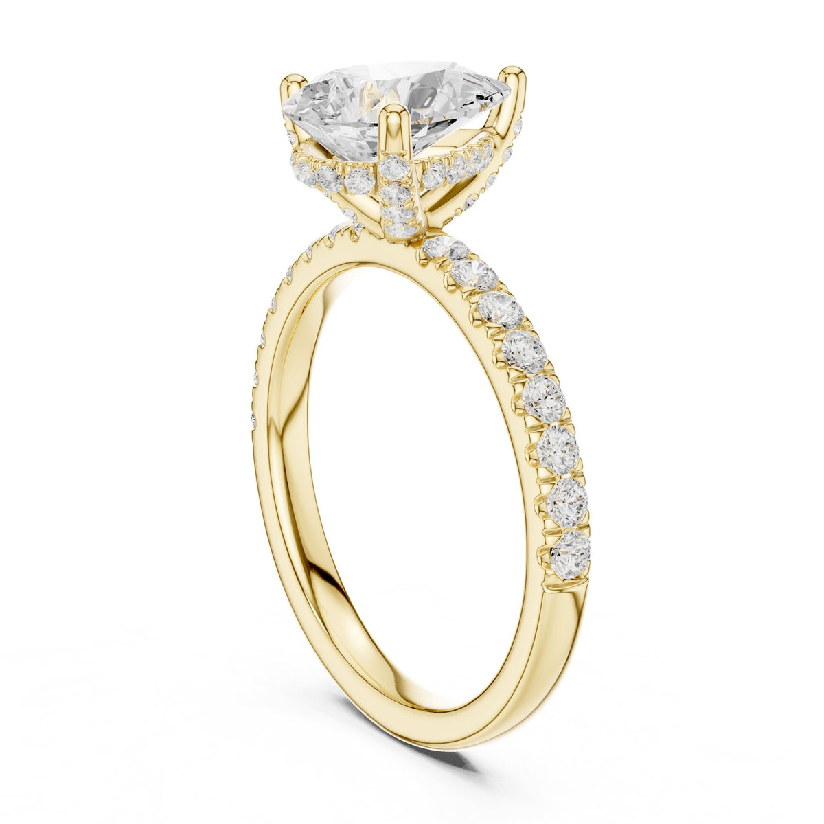 Pear Hidden Halo Lab Grown Diamond Engagement Ring