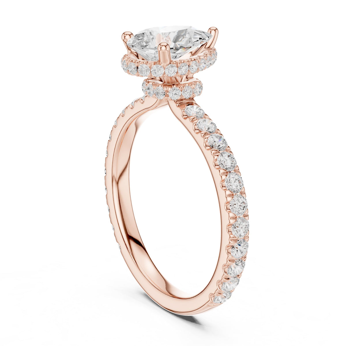 Pear Hidden Halo Lab Grown Diamond Engagement Ring