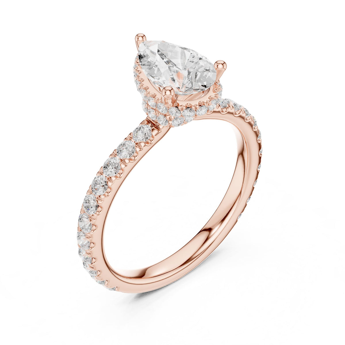 Pear Hidden Halo Lab Grown Diamond Engagement Ring