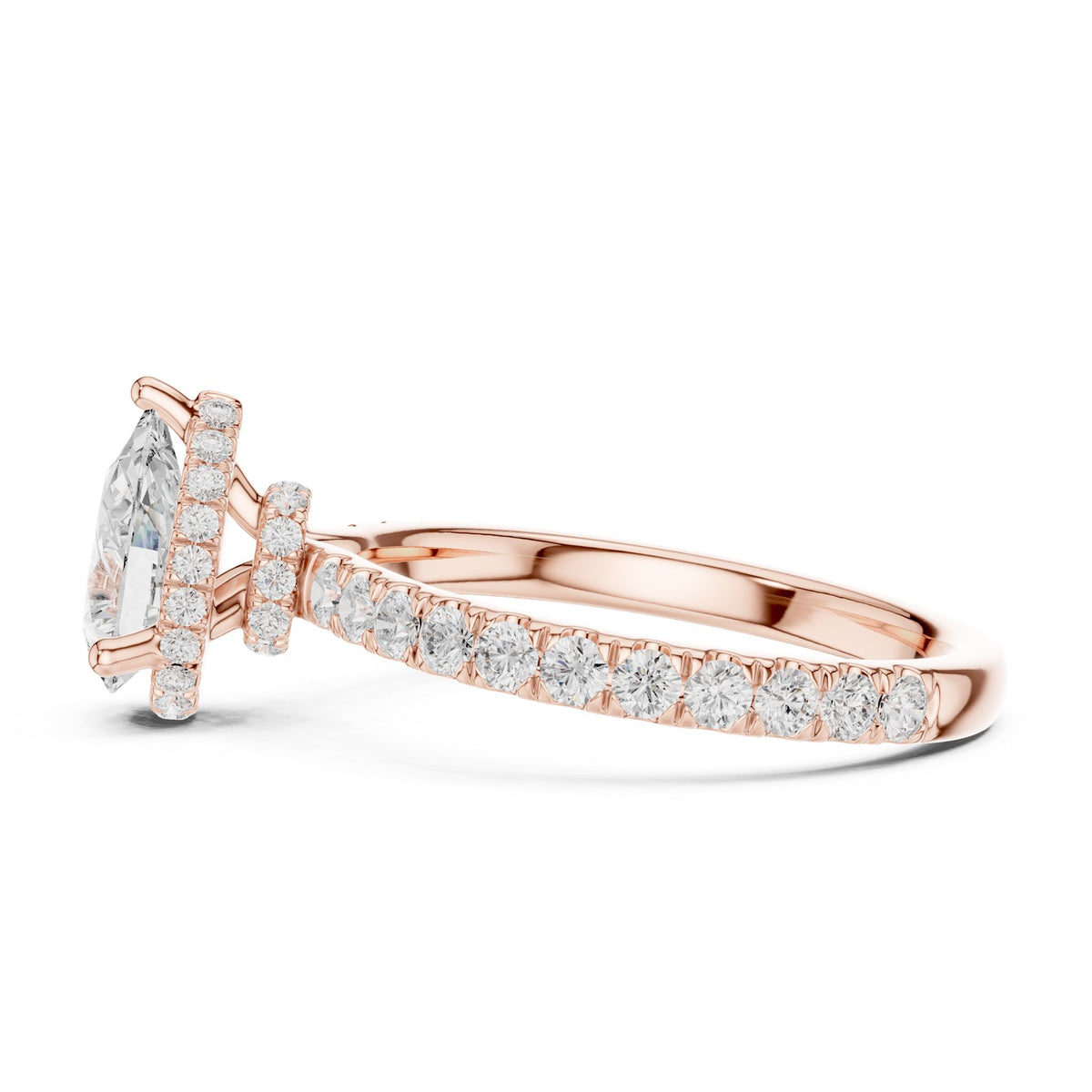 Pear Hidden Halo Lab Grown Diamond Engagement Ring