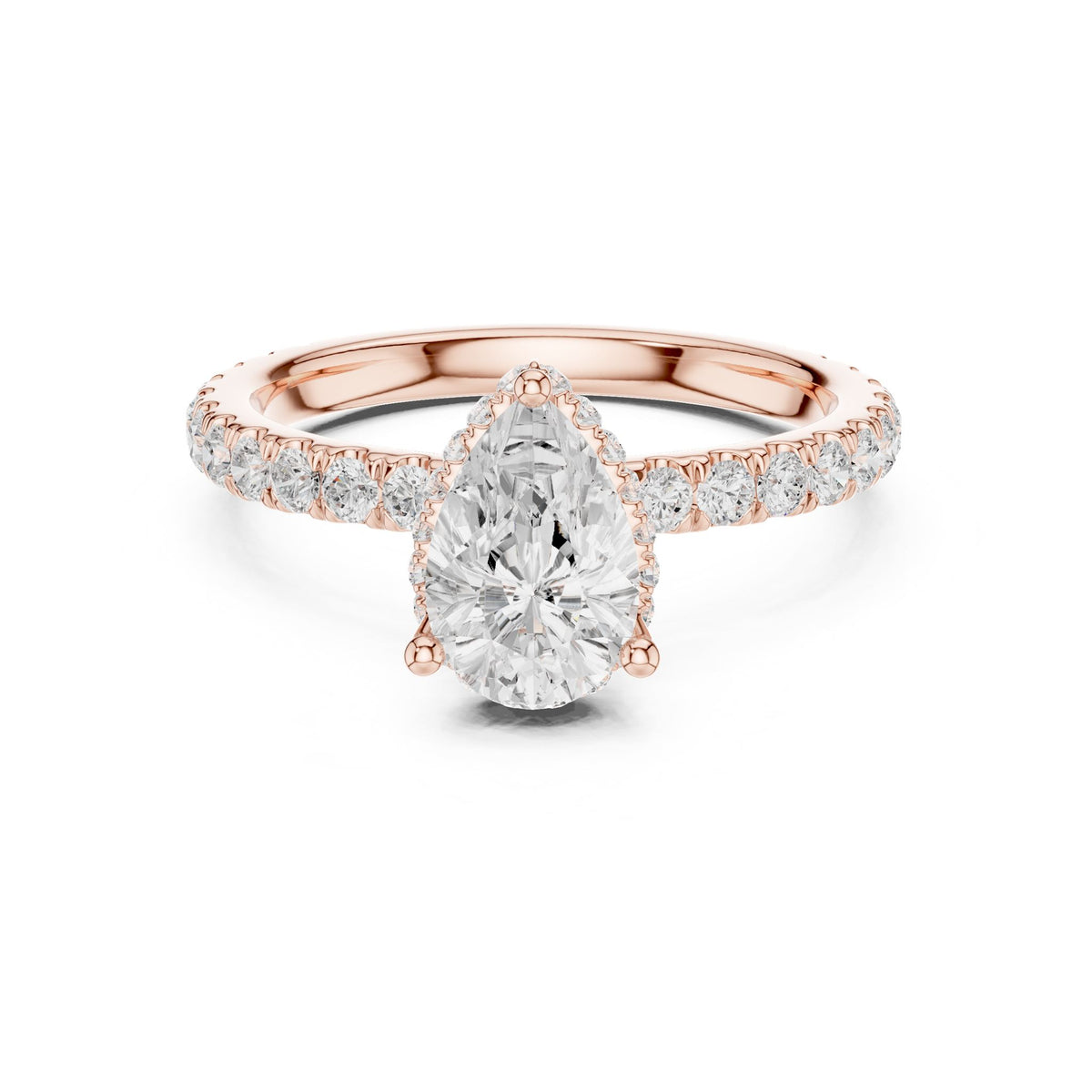 Pear Hidden Halo Lab Grown Diamond Engagement Ring