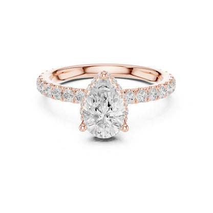 Pear Hidden Halo Lab Grown Diamond Engagement Ring
