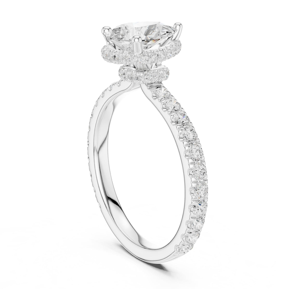 Pear Hidden Halo Lab Grown Diamond Engagement Ring