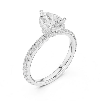 Pear Hidden Halo Lab Grown Diamond Engagement Ring