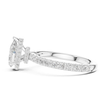Pear Hidden Halo Lab Grown Diamond Engagement Ring