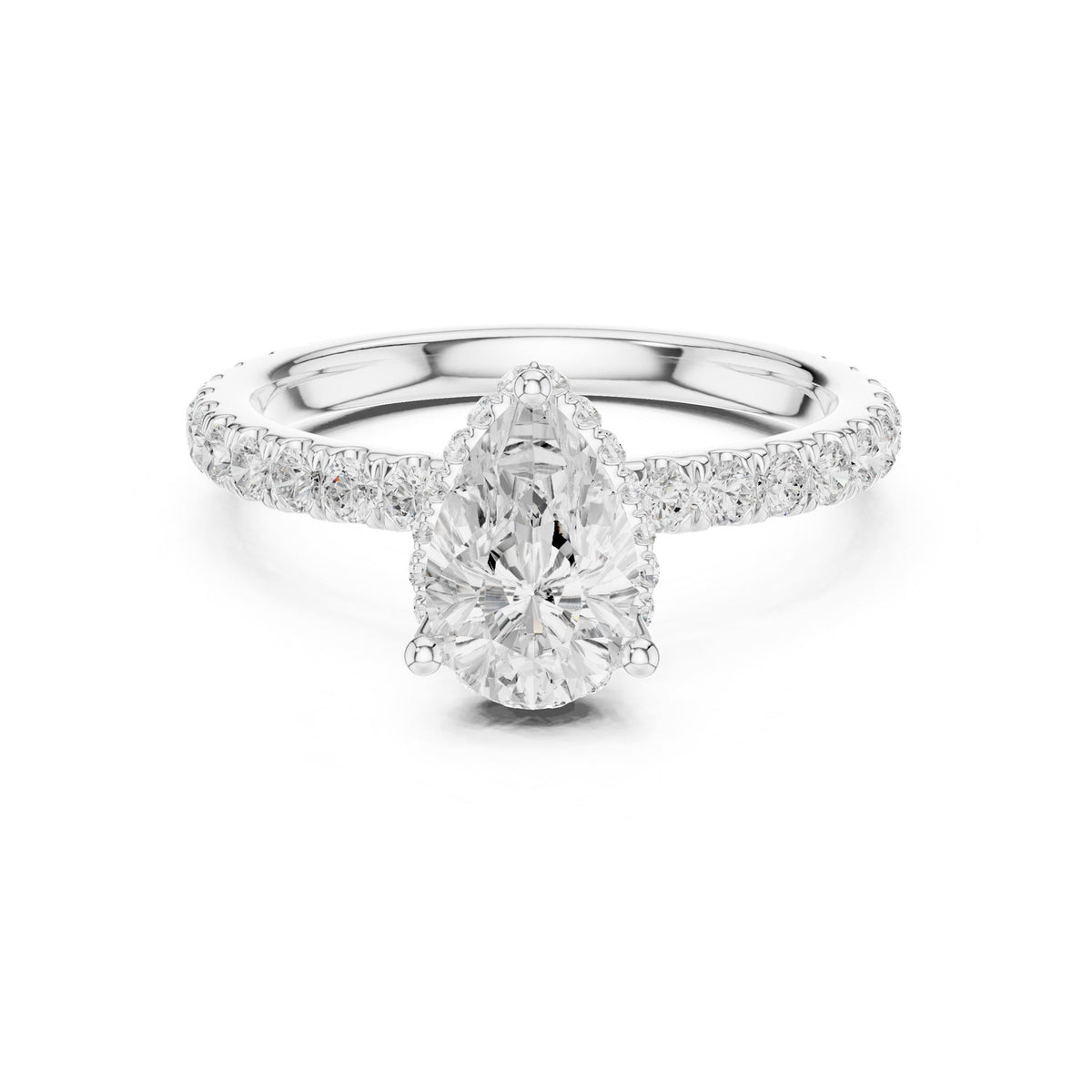 Pear Hidden Halo Lab Grown Diamond Engagement Ring
