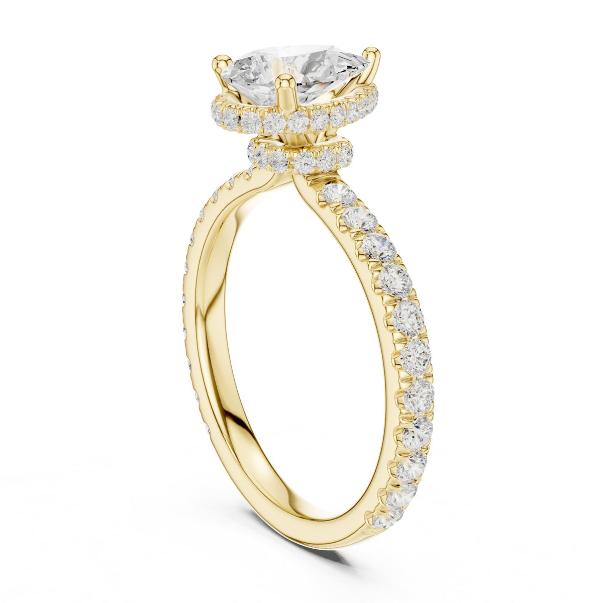 Pear Hidden Halo Lab Grown Diamond Engagement Ring