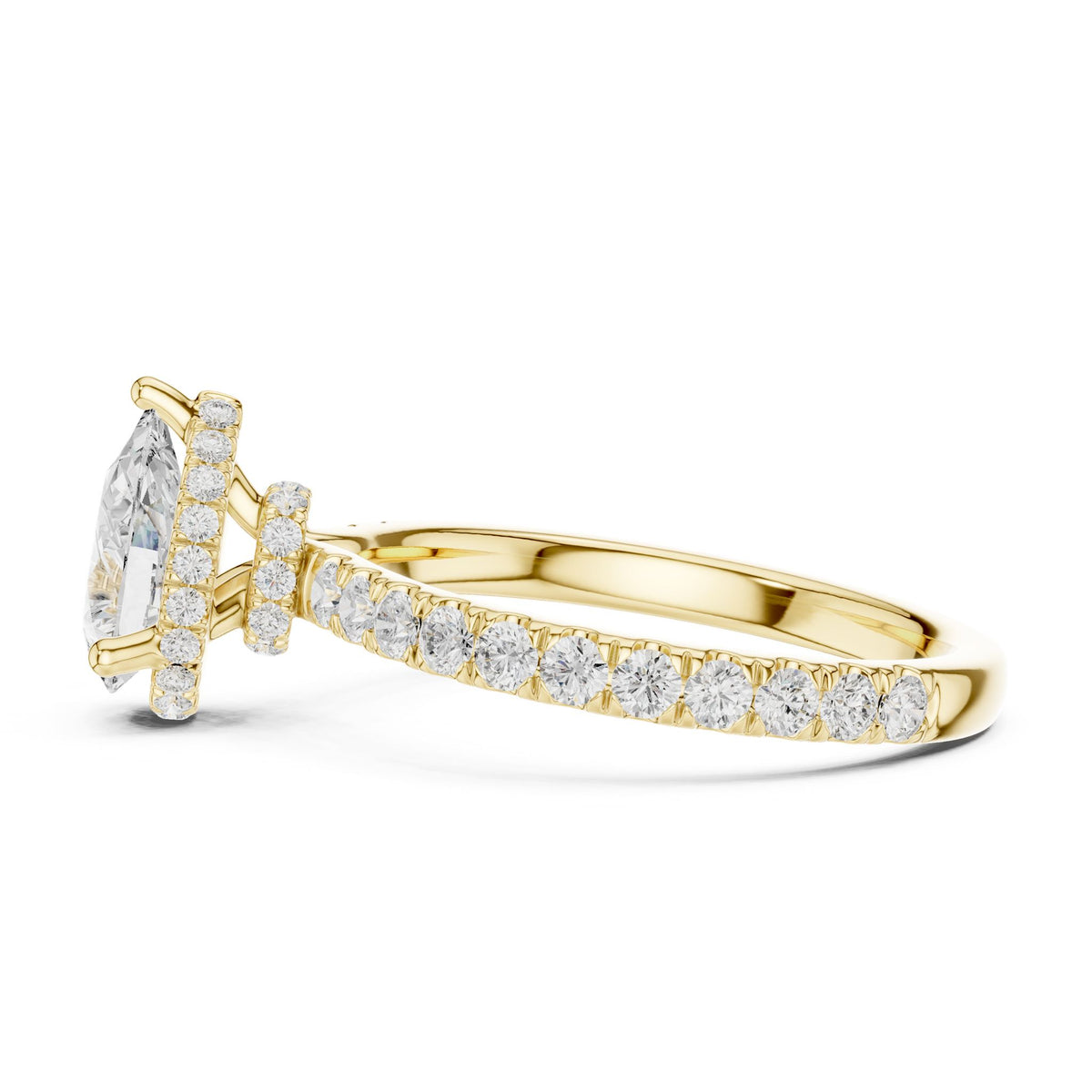 Pear Hidden Halo Lab Grown Diamond Engagement Ring