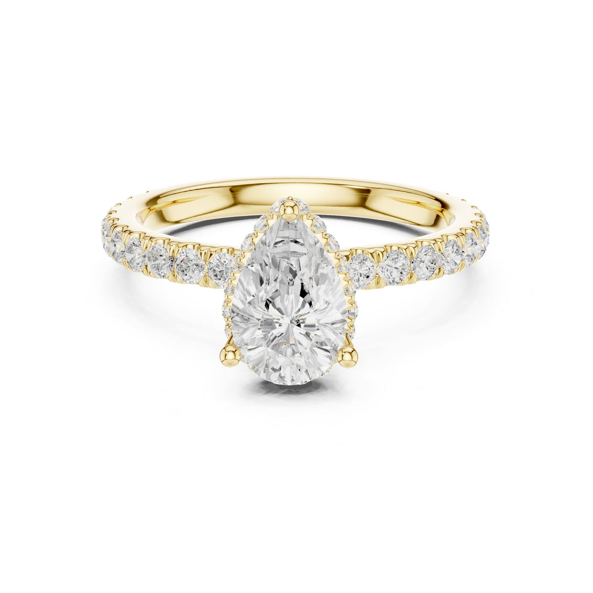 Pear Hidden Halo Lab Grown Diamond Engagement Ring