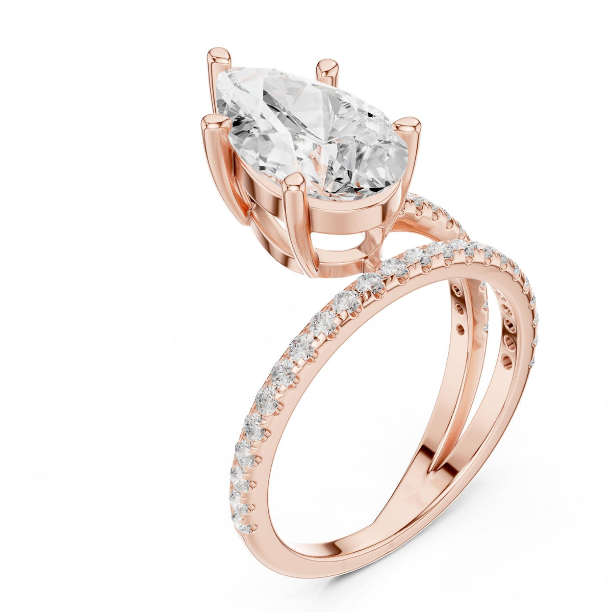 Pear Hidden Halo Lab Grown Diamond Engagement Ring