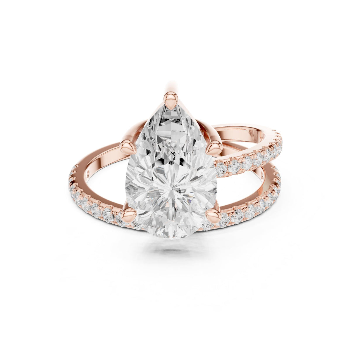 Pear Hidden Halo Lab Grown Diamond Engagement Ring