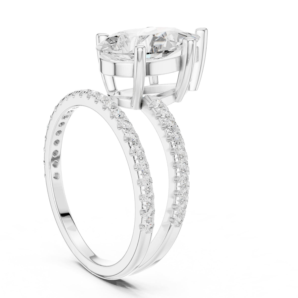 Pear Hidden Halo Lab Grown Diamond Engagement Ring
