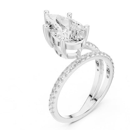 Pear Hidden Halo Lab Grown Diamond Engagement Ring