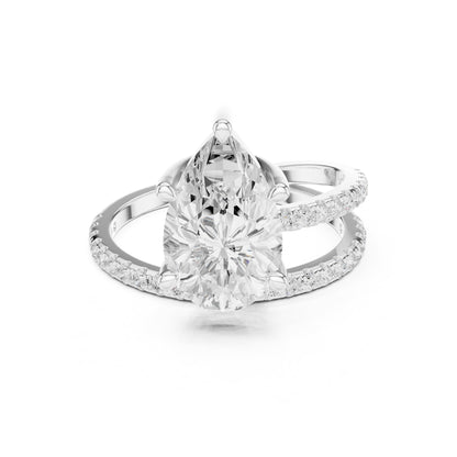 Pear Hidden Halo Lab Grown Diamond Engagement Ring