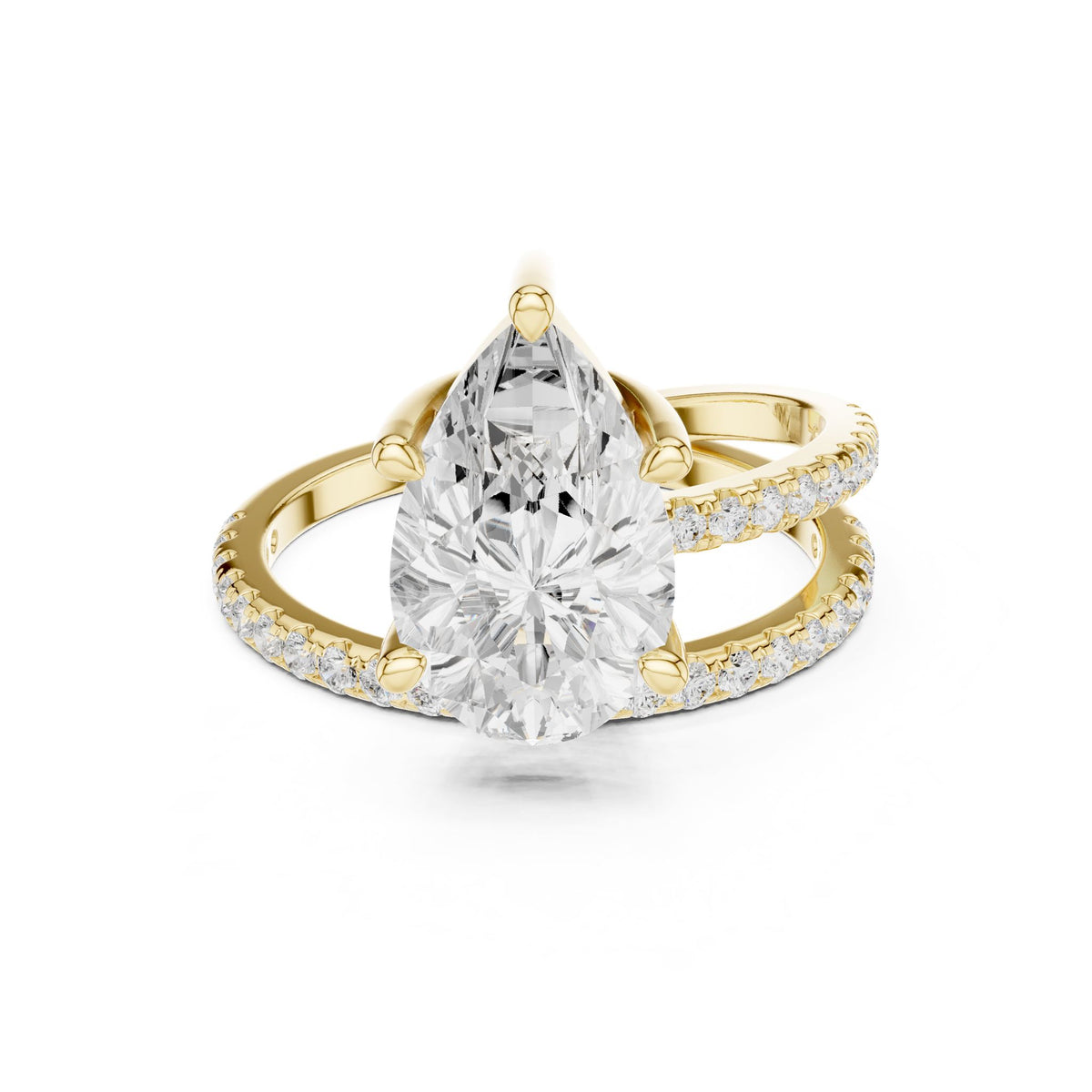 Pear Hidden Halo Lab Grown Diamond Engagement Ring