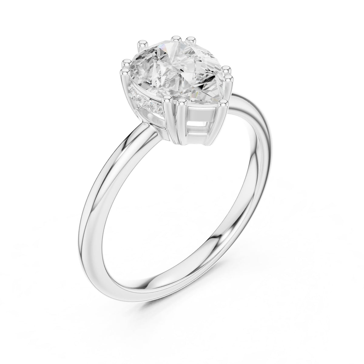 Pear Hidden Halo Lab Grown Diamond Engagement Ring