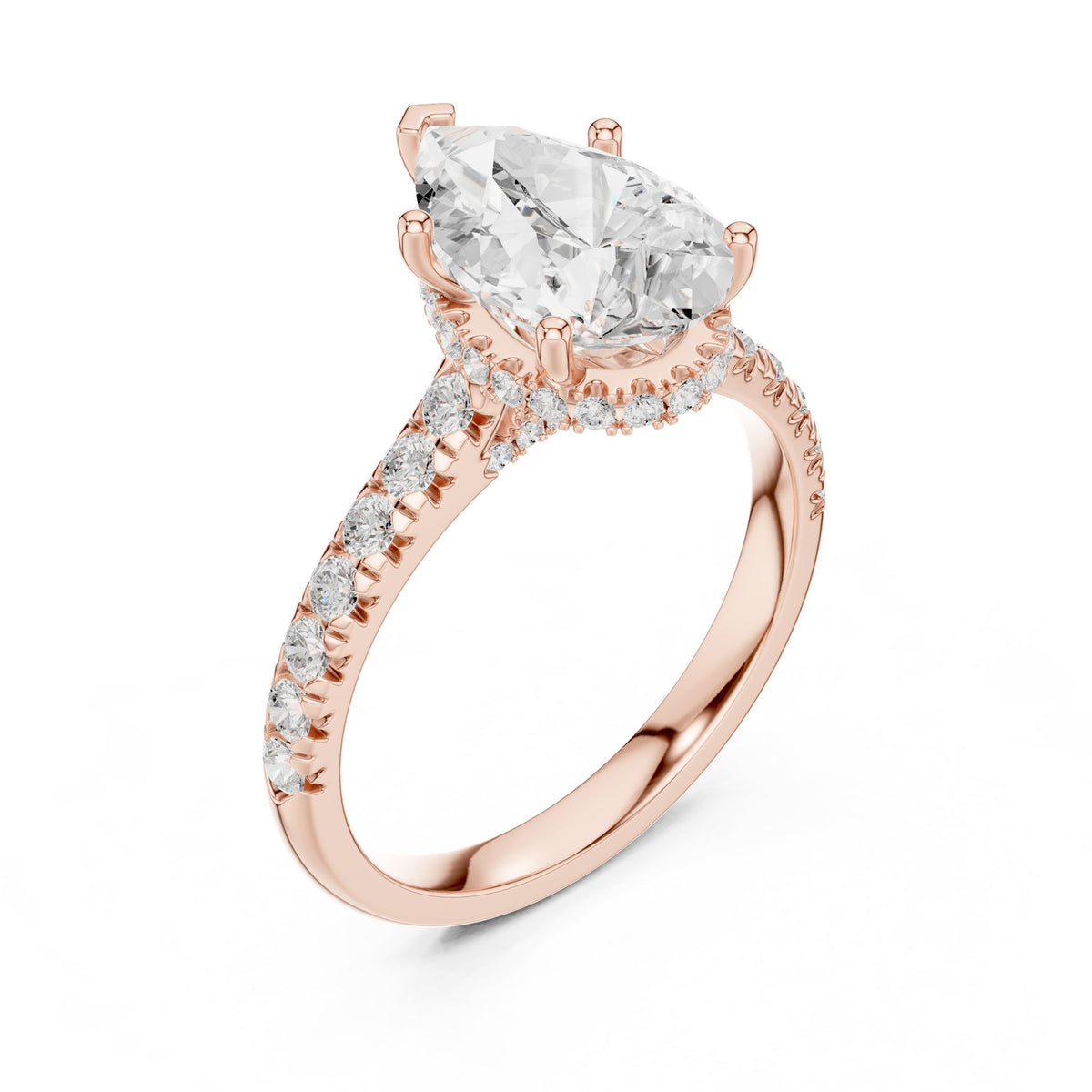 Pear Hidden Halo Lab Grown Diamond Engagement Ring