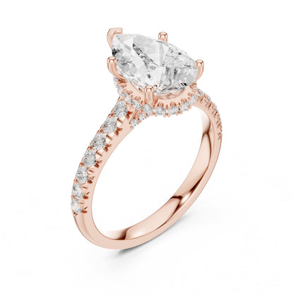 Pear Hidden Halo Lab Grown Diamond Engagement Ring