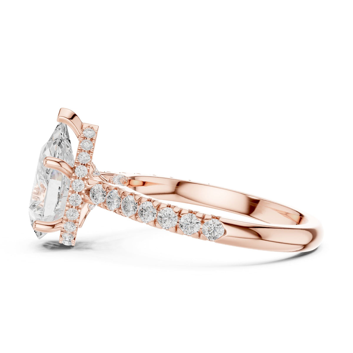 Pear Hidden Halo Lab Grown Diamond Engagement Ring