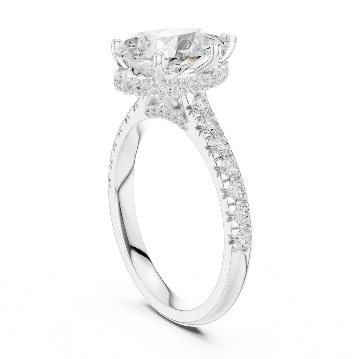 Pear Hidden Halo Lab Grown Diamond Engagement Ring