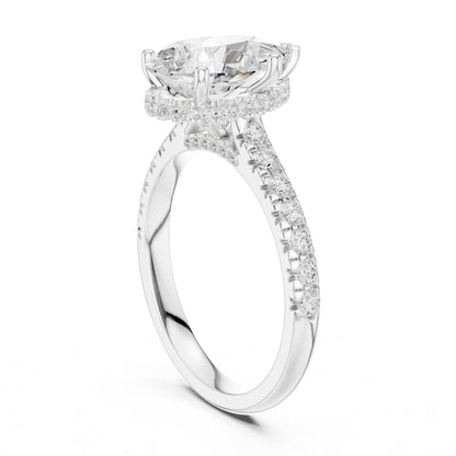Pear Hidden Halo Lab Grown Diamond Engagement Ring