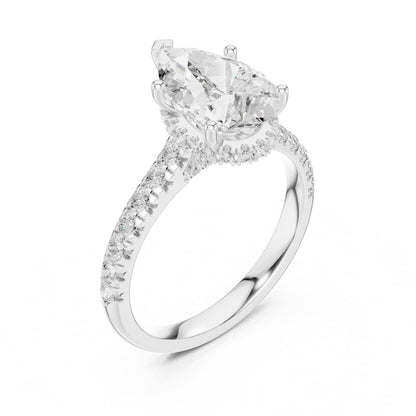 Pear Hidden Halo Lab Grown Diamond Engagement Ring