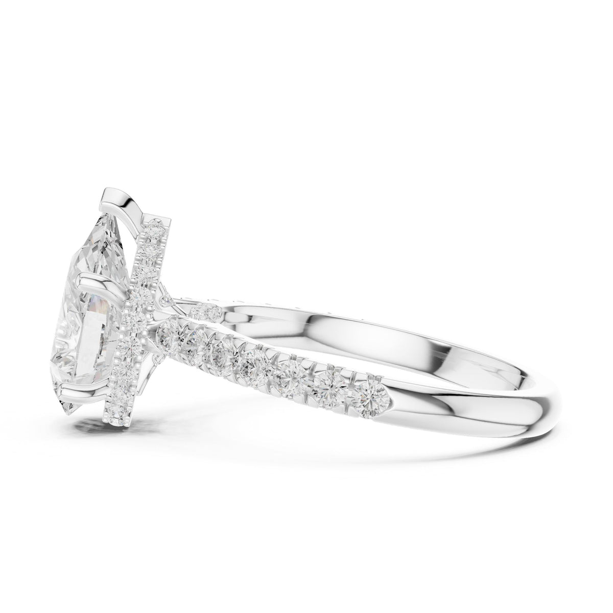 Pear Hidden Halo Lab Grown Diamond Engagement Ring