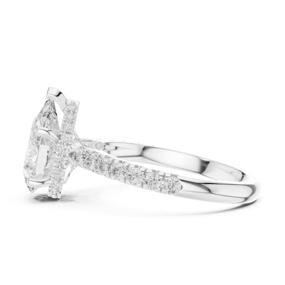 Pear Hidden Halo Lab Grown Diamond Engagement Ring