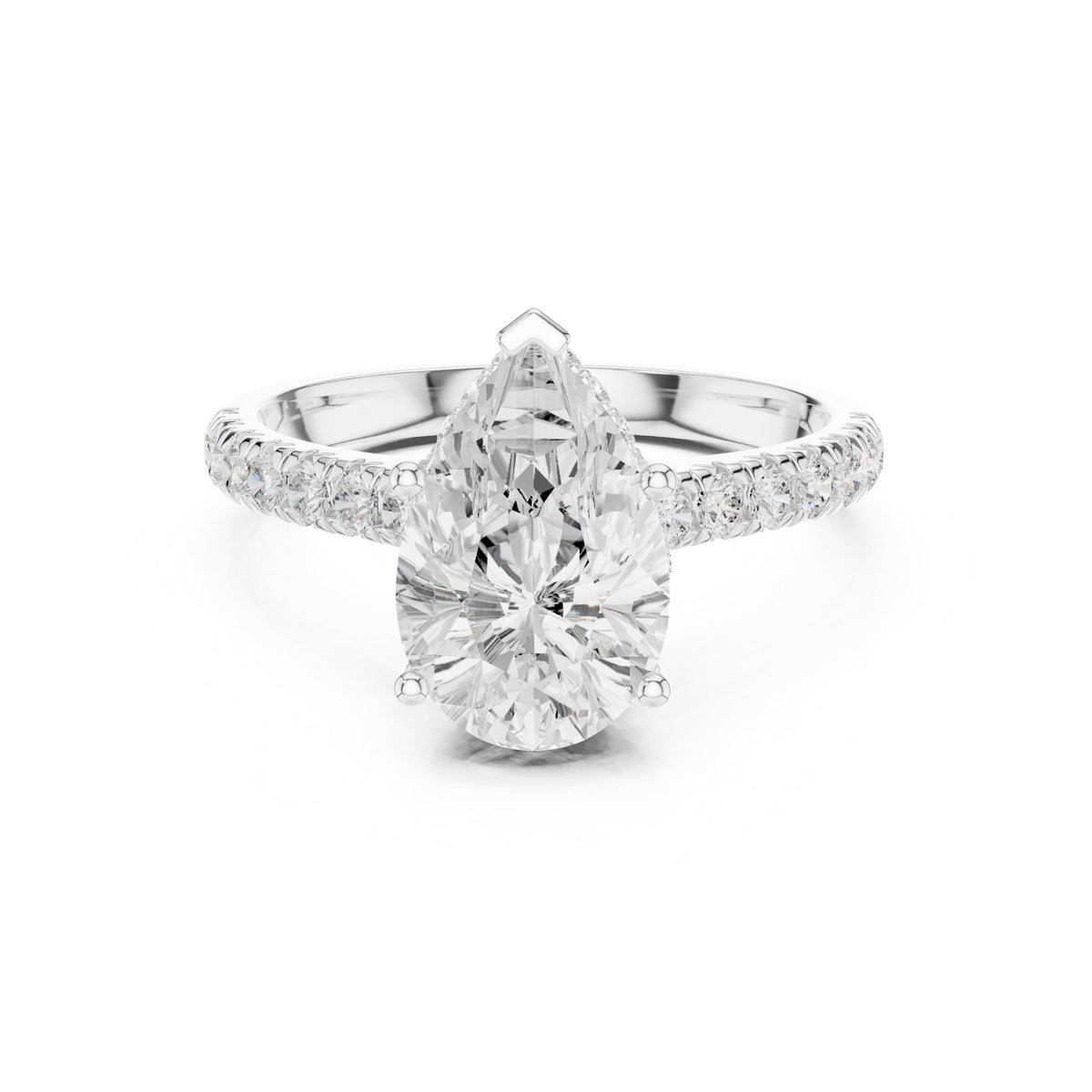Pear Hidden Halo Lab Grown Diamond Engagement Ring