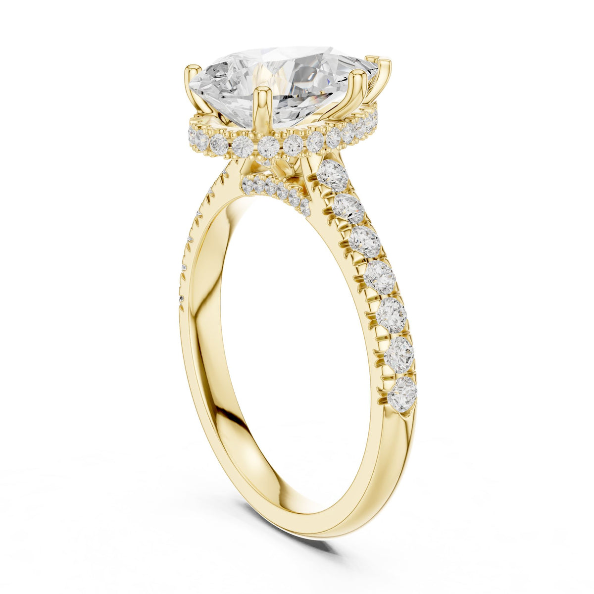 Pear Hidden Halo Lab Grown Diamond Engagement Ring
