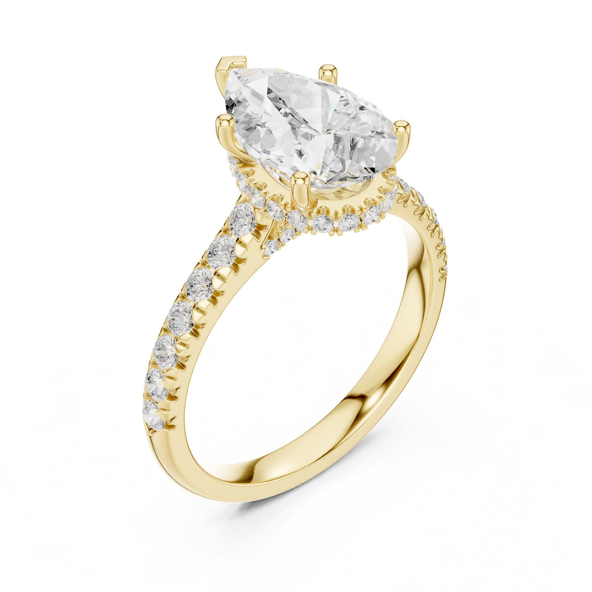 Pear Hidden Halo Lab Grown Diamond Engagement Ring