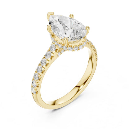 Pear Hidden Halo Lab Grown Diamond Engagement Ring