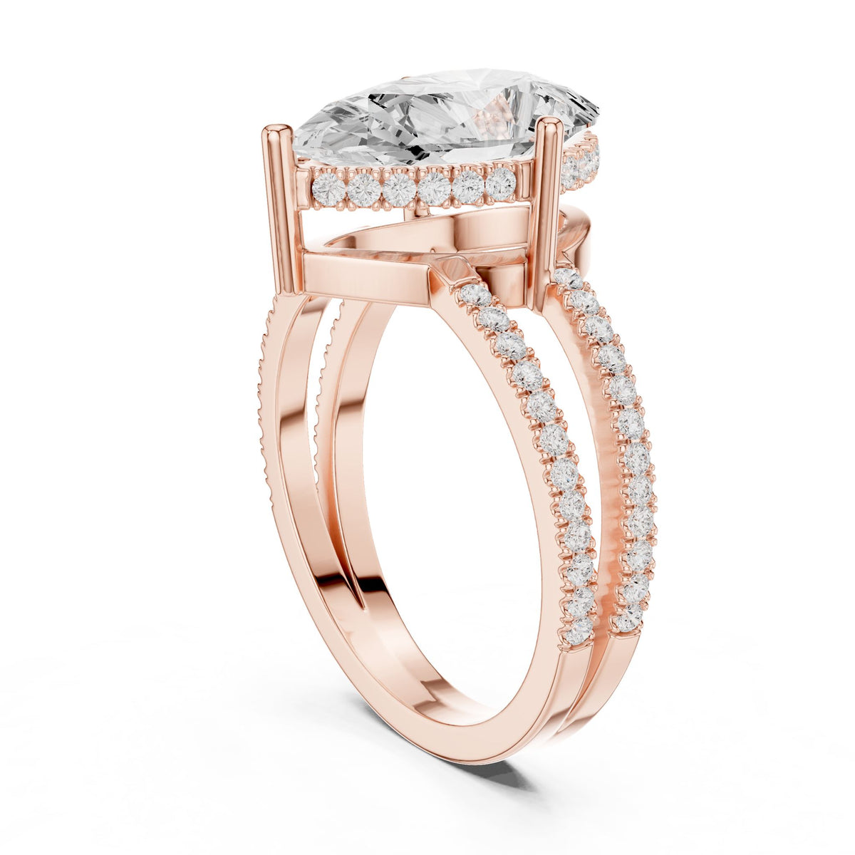 Pear Hidden Halo Lab Grown Diamond Engagement Ring