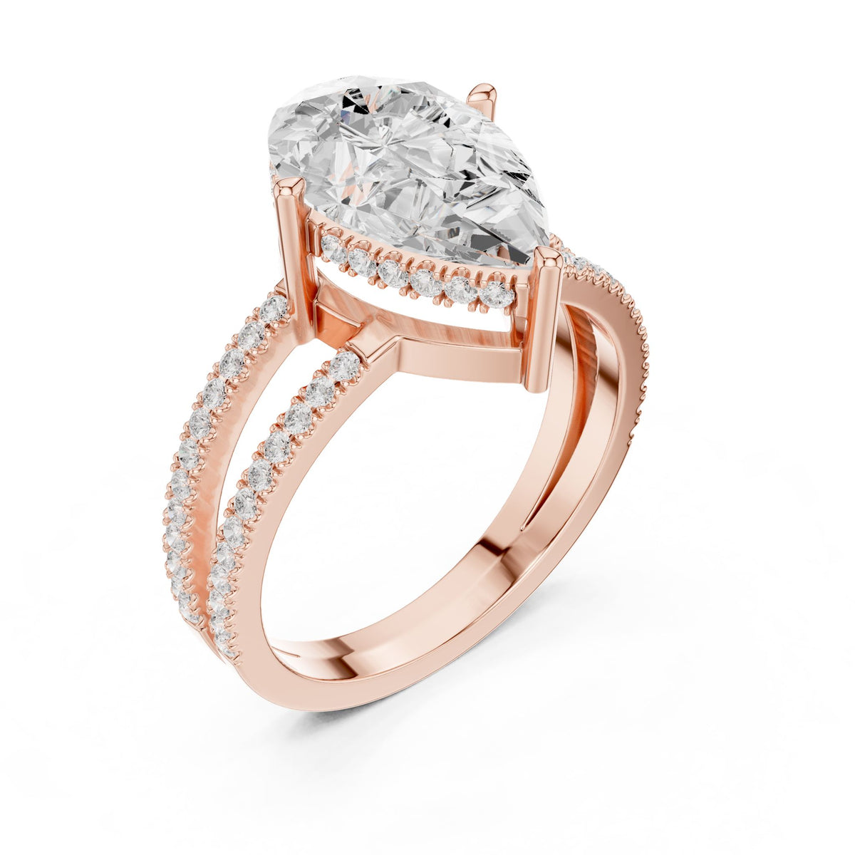 Pear Hidden Halo Lab Grown Diamond Engagement Ring