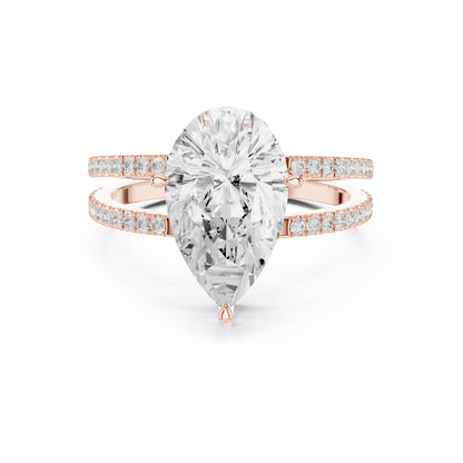 Pear Hidden Halo Lab Grown Diamond Engagement Ring