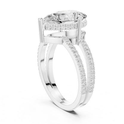 Pear Hidden Halo Lab Grown Diamond Engagement Ring