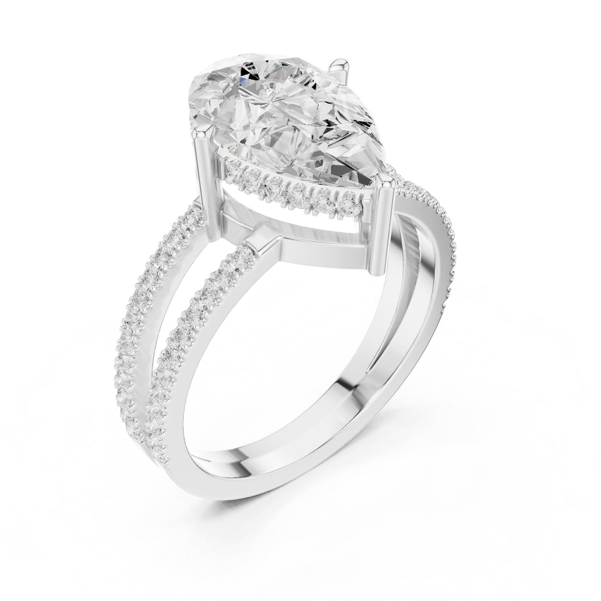Pear Hidden Halo Lab Grown Diamond Engagement Ring