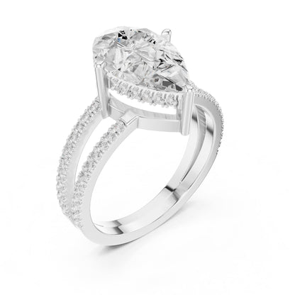 Pear Hidden Halo Lab Grown Diamond Engagement Ring